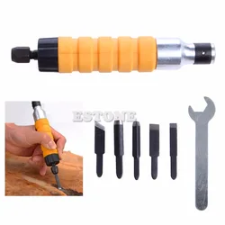 Woodworking Electric Carving Machine Carving Chisel Tool with 5 Carving Blades