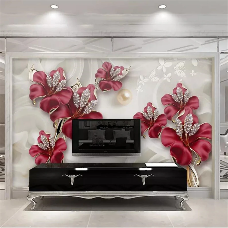 wellyu Papel de parede Custom Wallpaper 3D Photo mural обои Room Fragrant Stereoscopic Jewelry Flower sofa Background Wall paper