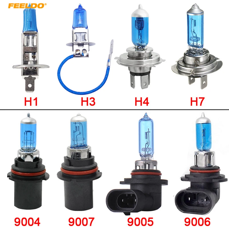 

FEELDO 1Pc White H1 H3 H4 H7 H11 9004 9005 9006 9007 Car Headlights Lamp