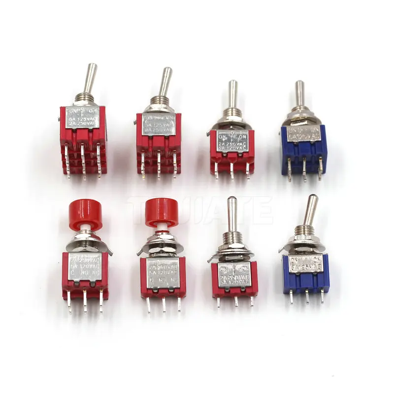 1Pcs MTS-102 MTS 103  MTS 202 Toggle Switch Push Button Switch ON/ON ON-OFF-ON RED 6pins 3PINS 9PINS MTS-403