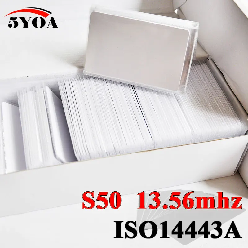 100pcs/Lot IC Card 13.56MHz ISO14443A S50 MF MFS50 Proximity Smart Universal Label RFID Tag Access Control Card