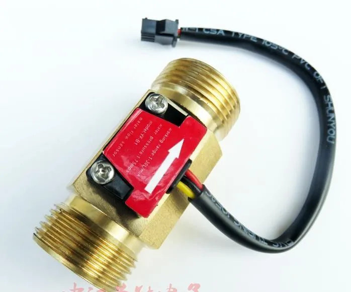 G3/4 Male Thread Brass Hall Effect Water Flow Sensor Flowmeter 1-30L/Min 60mm Long