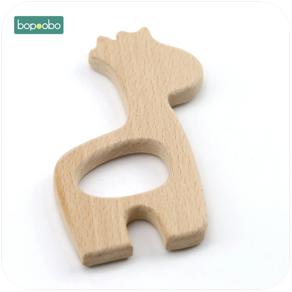 Bopoobo DIY Jewelry Accessories 1pc Beech Wooden Giraffe Sensory Chewing Toy Baby Nursing Teething Necklace Pendant Baby Teether