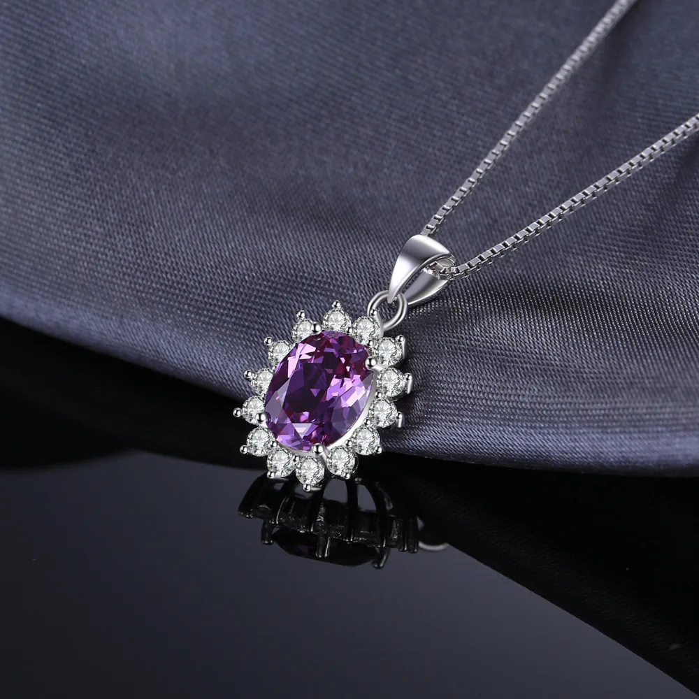 Jewelrypalace Created Alexandrite Sapphire Natural Amethyst Garnet Blue Topaz 925 Sterling Silver Pendant Necklace No Chain