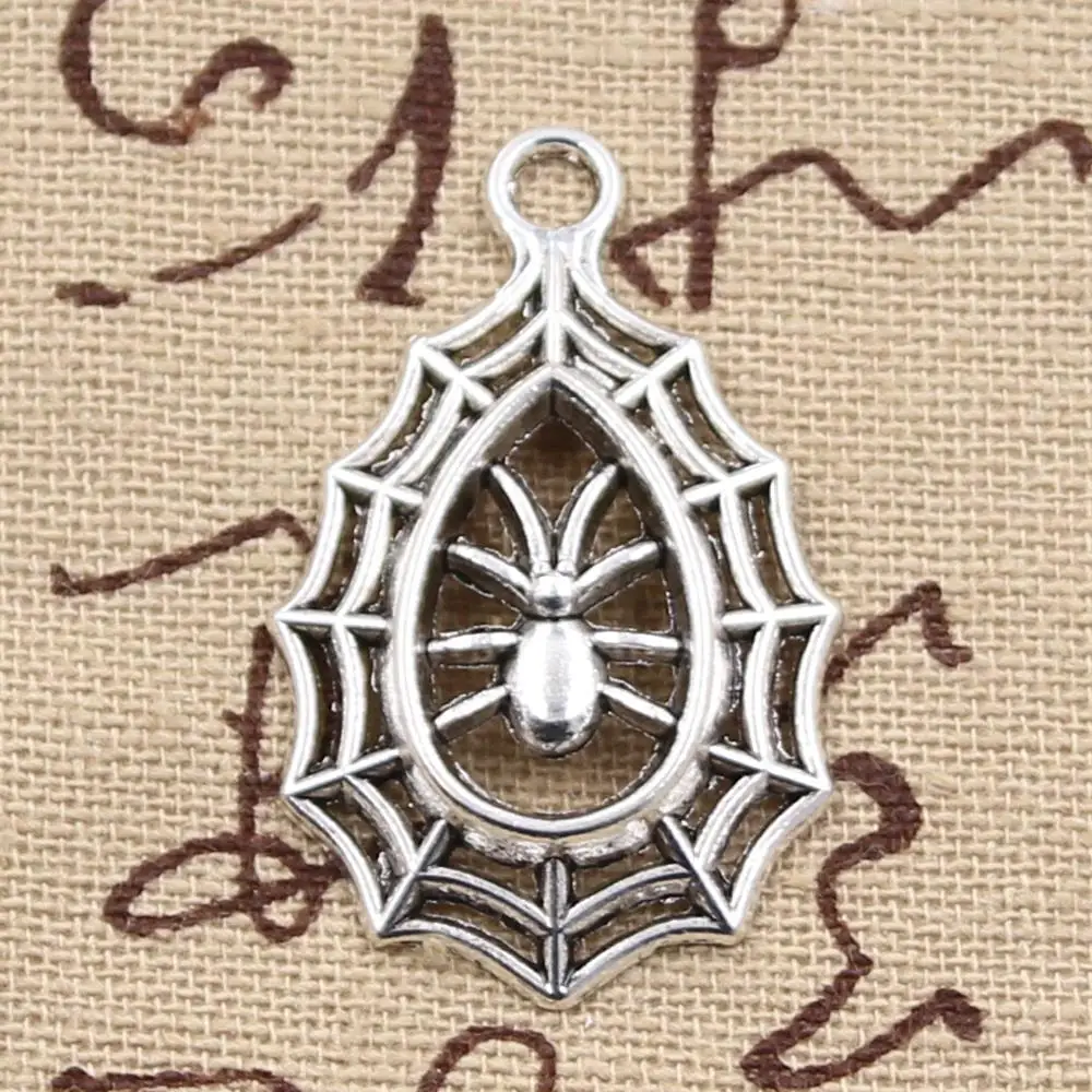 10pcs Charms Spider Cobweb Halloween 35x20mm Antique Making Pendant fit,Vintage Tibetan Bronze Silver color,DIY Handmade Jewelry