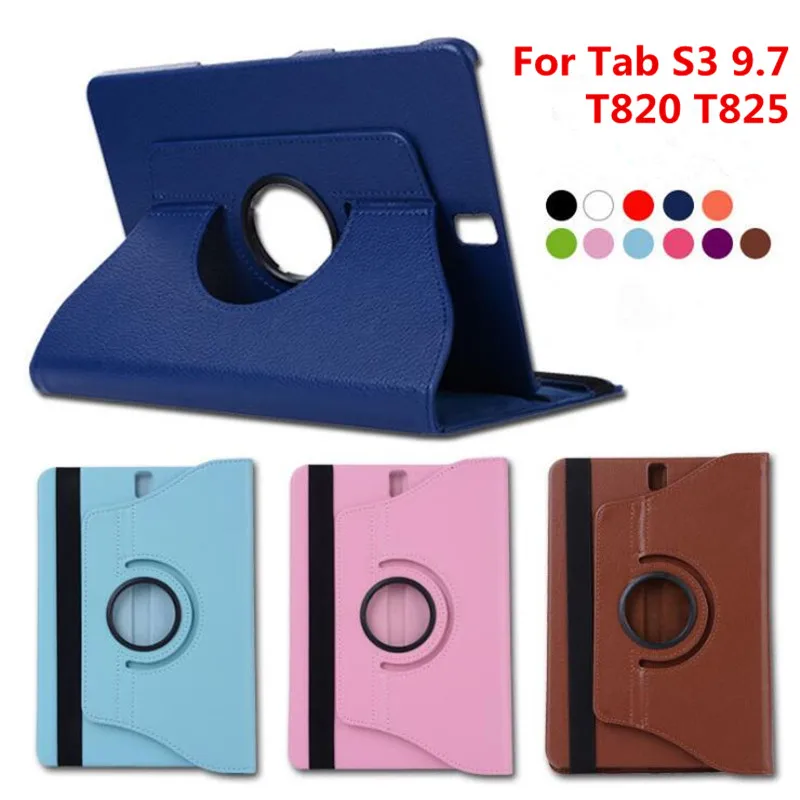 For Samsung Galaxy Tab S3 9.7 T820 T825 T829 SM-T820 SM-T825 Tablet Case 360 Rotating Fold Stand Bracket Flip Leather Cover