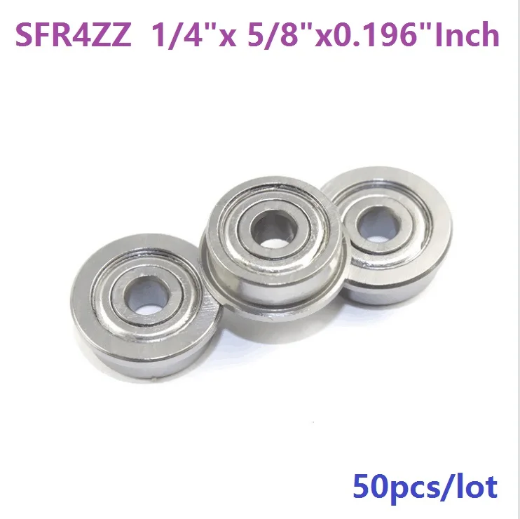 

50pcs SFR4ZZ SFR4Z SFR4 Z ZZ 1/4" x 5/8" x 0.196" Inch Stainless Steel flanged flange Ball Bearing 6.35 x 15.875 x 4.98 mm