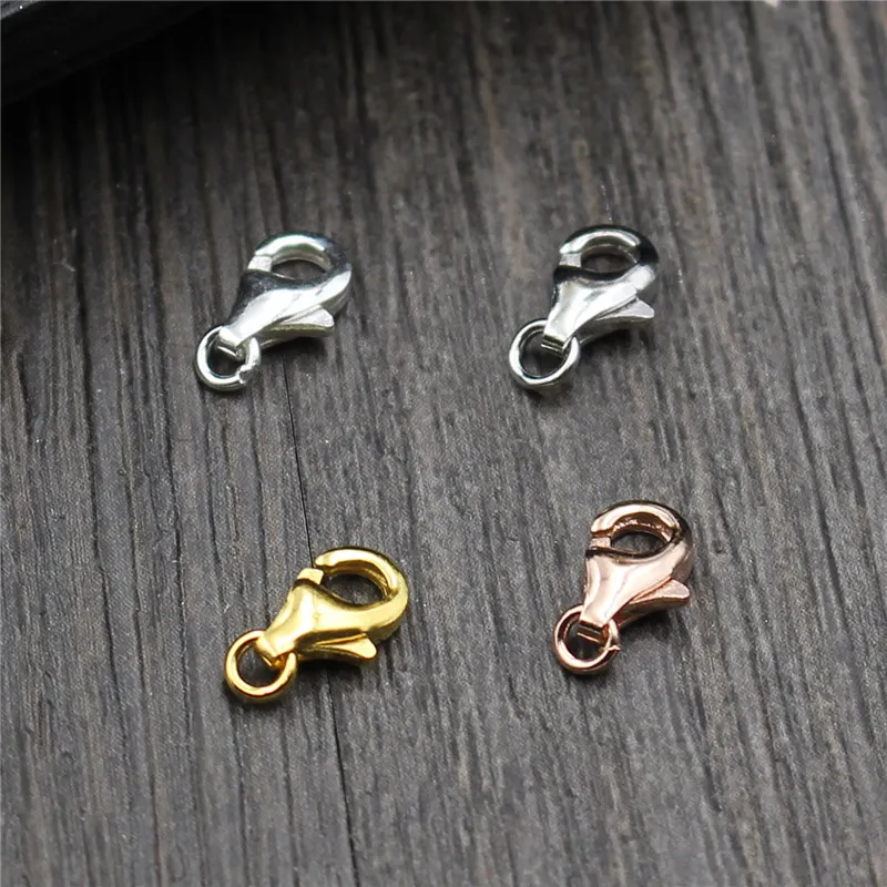 1pc 100% 925 Sterling Silver Lobster Clasps 7/8/9mm Rose Gold/Gold/Silver Color Clasps Hooks Fit Necklace Bracelets DIY Jewelry