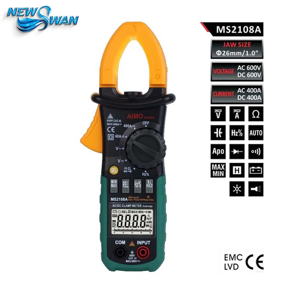 

4000 Counts Digital Clamp Meter MS2108A Clamp Multimeter DC/AC Voltmeter Current Meter Resistance Capacitance Frequency Tester