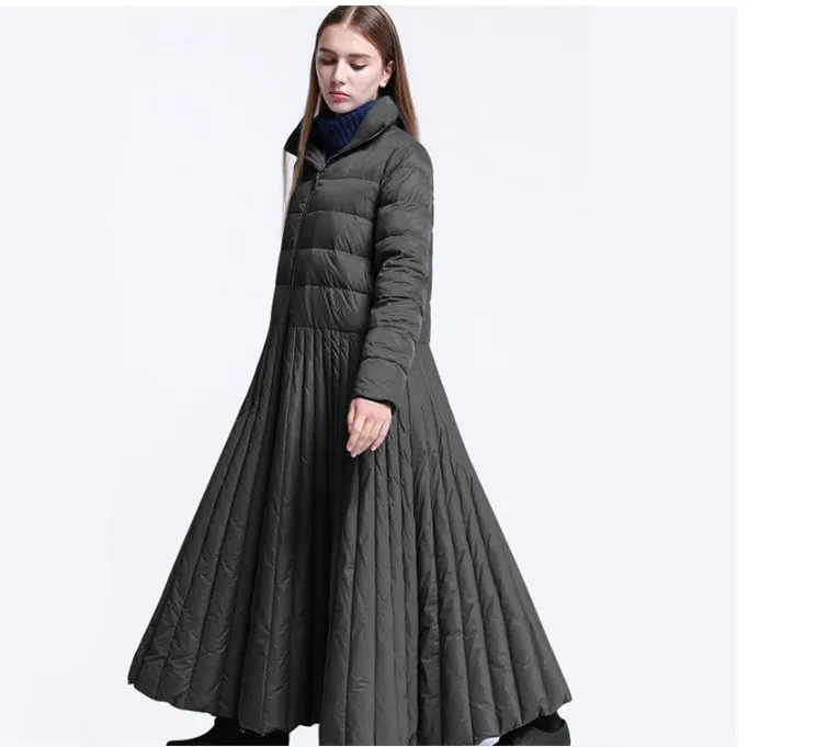 Imagem -04 - Jaqueta Feminina Longa Estilo Saia Cabolsa com Design Especial Parkas Tamanho Grande Azul Roupa Quente Casual Feminina para Outono e Inverno 2023