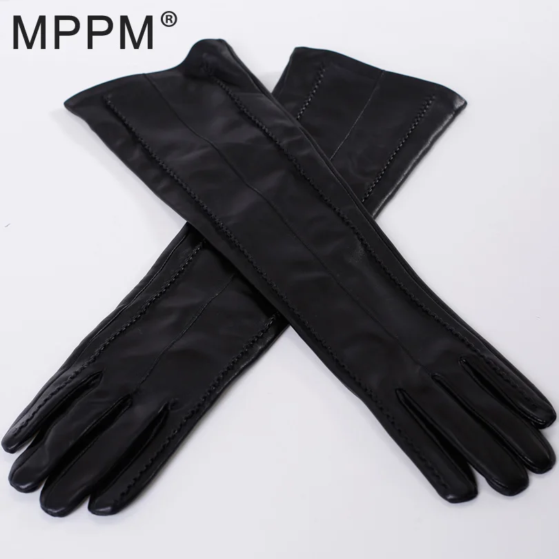 MPPM Fashion Genuine Sheepskin Gloves Women Winter Real Leather Gloves Female Goat Skin Leather Black High-grade Gloves