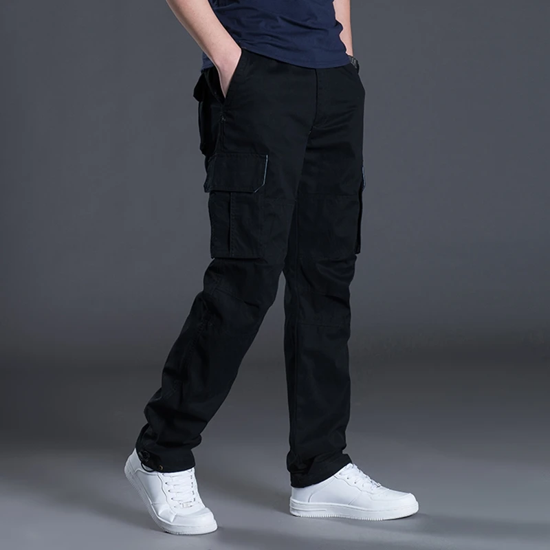 PERFWEED Men Clothing Cargo Military Army Pants Multi-Pockets Decoration Casual Male Autumn Spring Straight Gray Pants