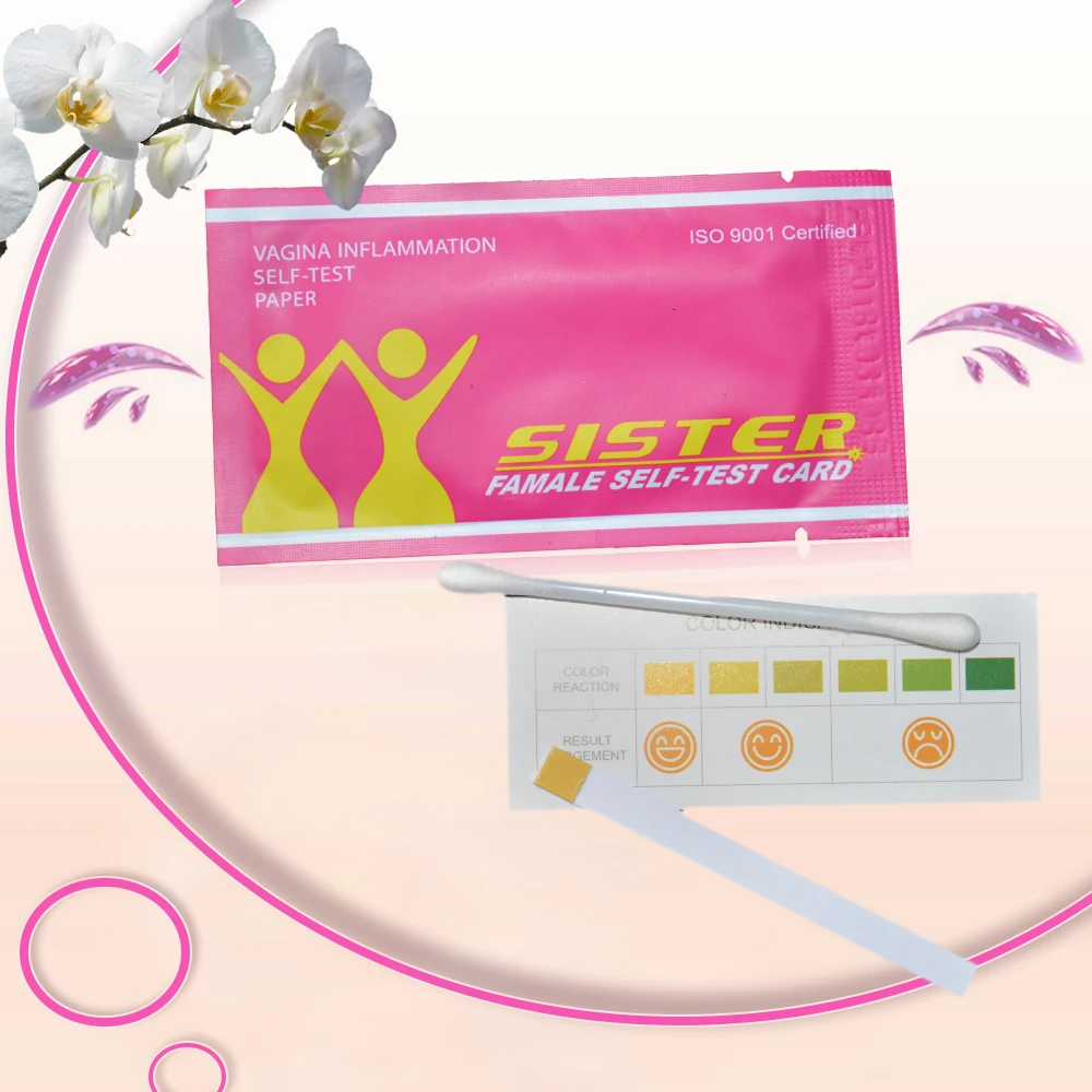 100 Pcs Sister Female Health Self Test Card Vagina PH Strips Intimate Gynecologic Inflammation Self-test Paper Kit W/Cotton Bud