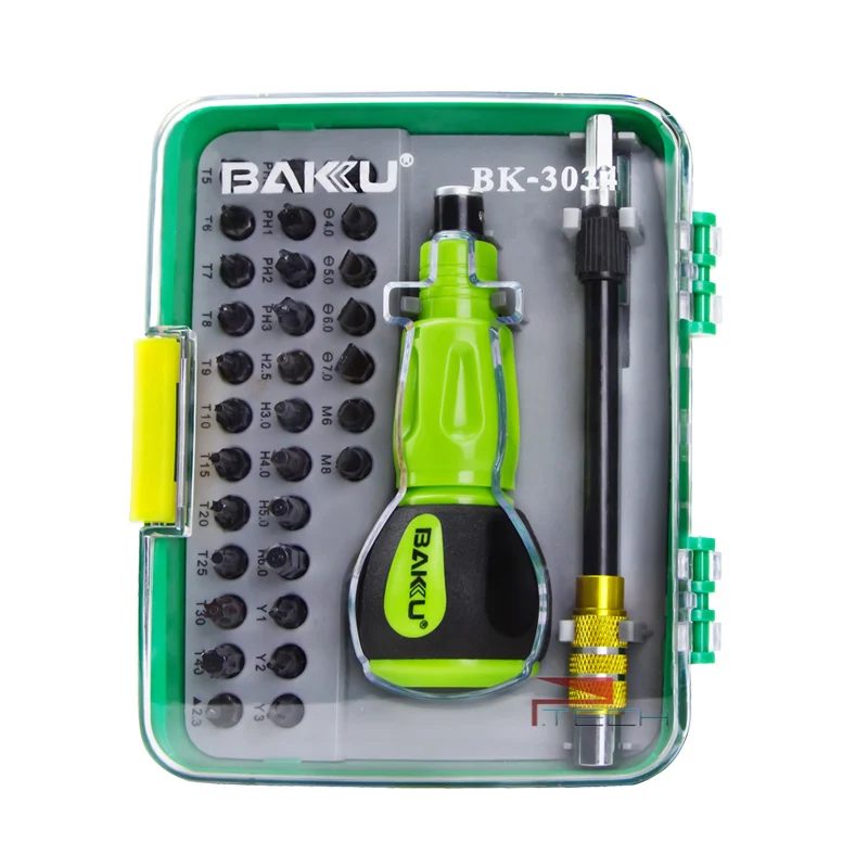 34 in 1 Screwdriver Set Bits BAKU Professional Hardware PC Computer Electronic Repair Multi Tool Kit with Flexible Shaft