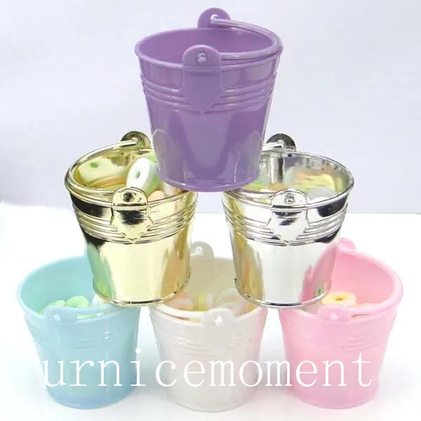 8 Colors--24pcs/Lot Individuation Mini Colorized Plastic Bucket Candy Box Wedding Supplies Gift Boxes Decorative Buckets