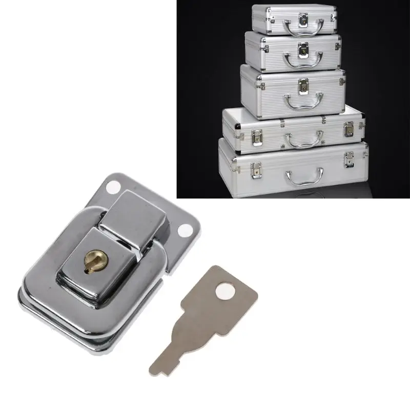 E7CD Jewelry Box Lock for Latch Wooden Box Buckle Lock Toggle Hasp for Latch Catch Clasp Zinc Alloy Hinge With for Key Easy T