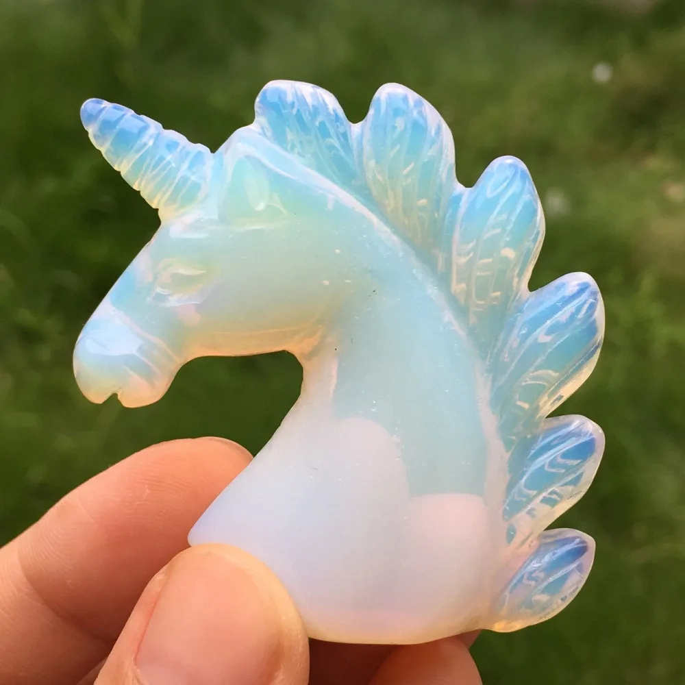 

1pcsNatural Opal Quartz Crystal Hand Carved Unicorn Skull Crystal Healing For Home Fecoration