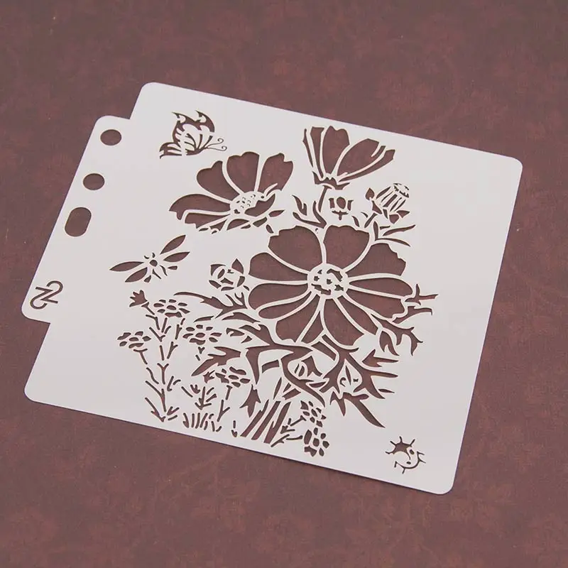 5.1 polegada nova borboleta flor diy estênceis estênceis pintura de parede scrapbook coloração gravação álbum cartão decorativo modelo