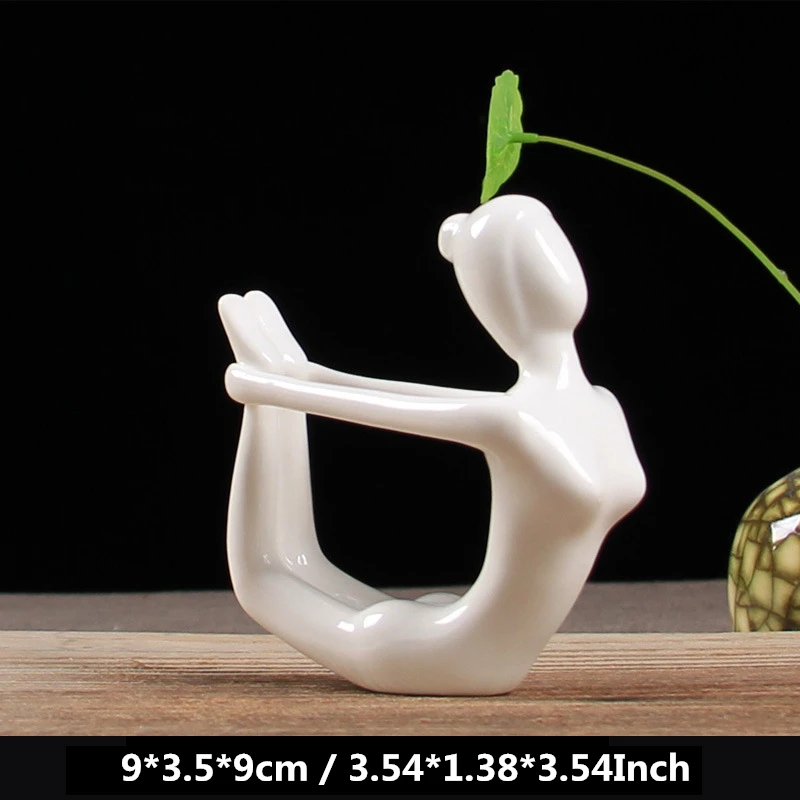 VILEAD Abstract Art Ceramic Yoga Figurines Porcelain Yog Statue Home Decoration Accessories Office Desktop Collection Ornament