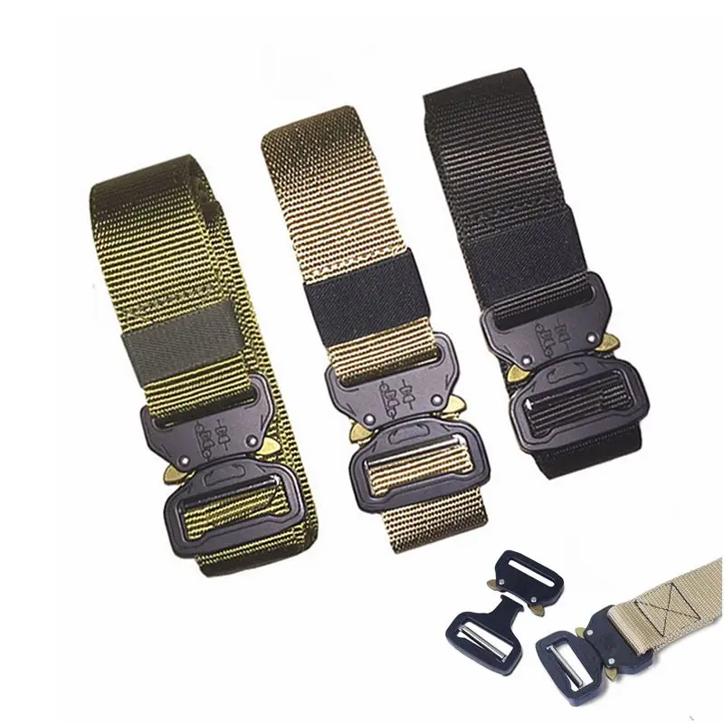 

125cm Nylon Outdoor Heavy Duty Waist Strap Tactical Belt Quick-Release Metal Hunting Belts Accessory Waistband