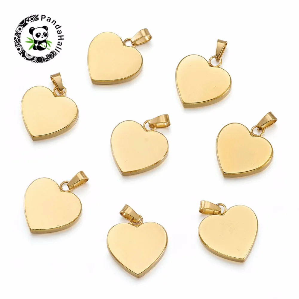 10pcs 304 Stainless Steel Heart Pendants Valentines Gift Golden Rose Gold Steel Color 23x22x4mm, Hole: 3x6mm