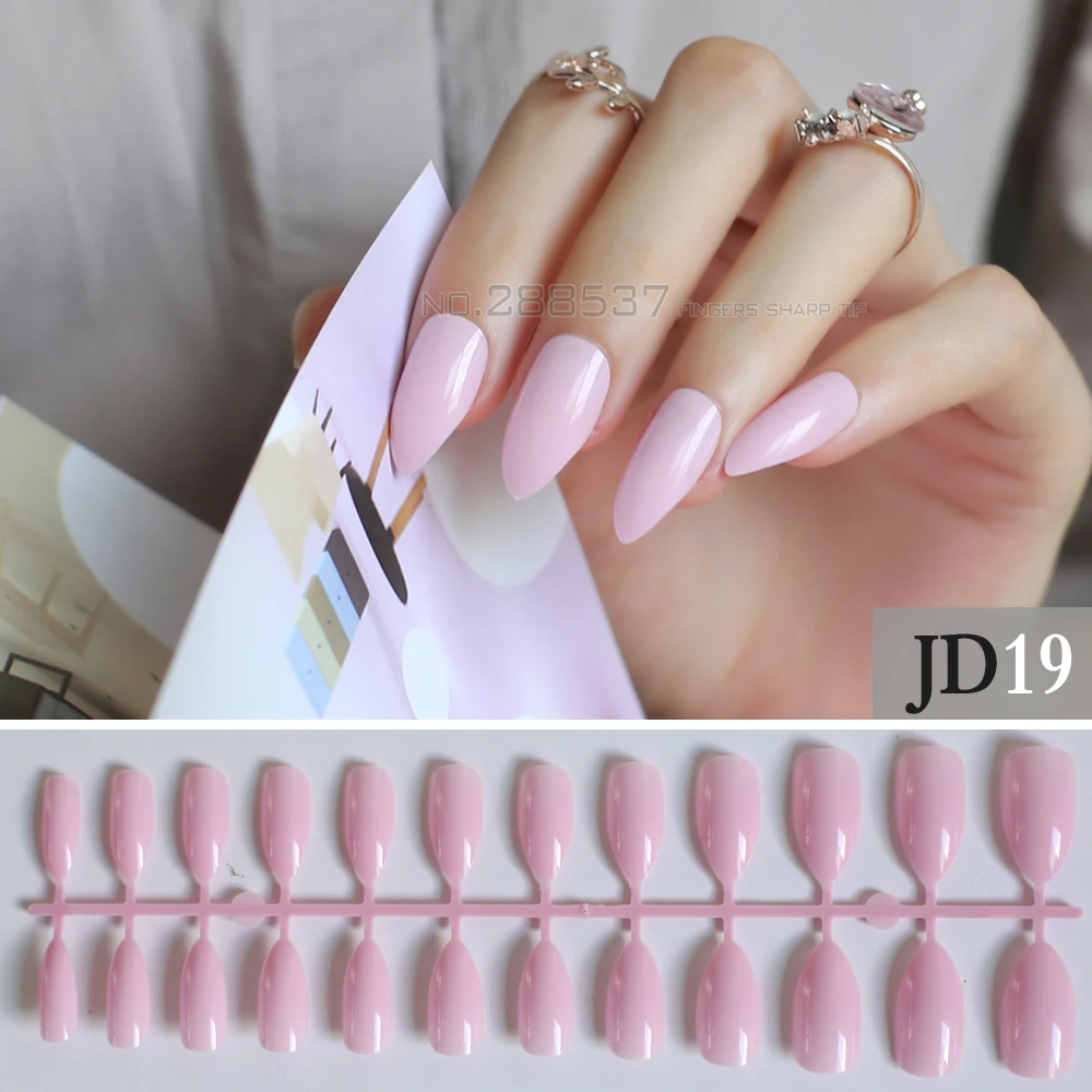 New fashion Light purple Pink mountain peak personality Design False nails 24pcs Full Nail Tips decorating Artificial nails JD19