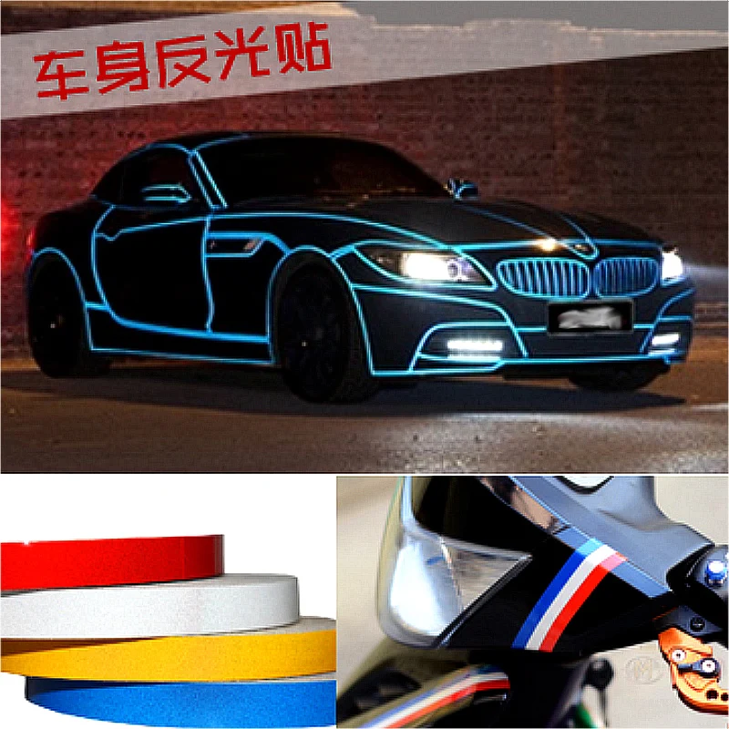 Wholesale 1cm*5m Motorcycle Reflective Tape Stickers Car Styling More Position can used for Granta Largus 4X4 Kalina Priora Asx