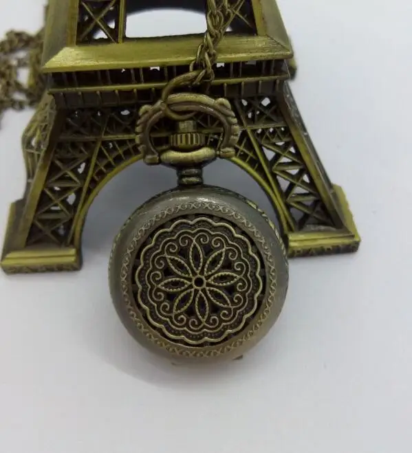 Wholesale best quality steampunk Bronze flowers quartz pendant woman And girl Necklace pocket watches PO63