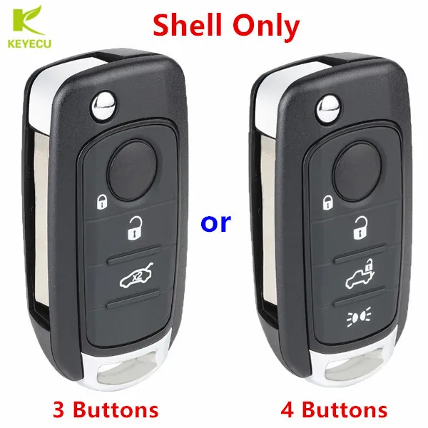 KEYECU Replacement New Flip Remote Key Shell Case Housing Fob 3/4 Buttons for Fiat Toro 500X 500 Punto Toro for Dodge Neon Key