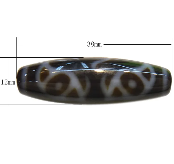 2PCs/Lot Natural Tibetan Dzi Beads Oval Japan eight pattern & two tone, 38x12x2.50mm, Hole:Approx 2mm, Sold By Lot