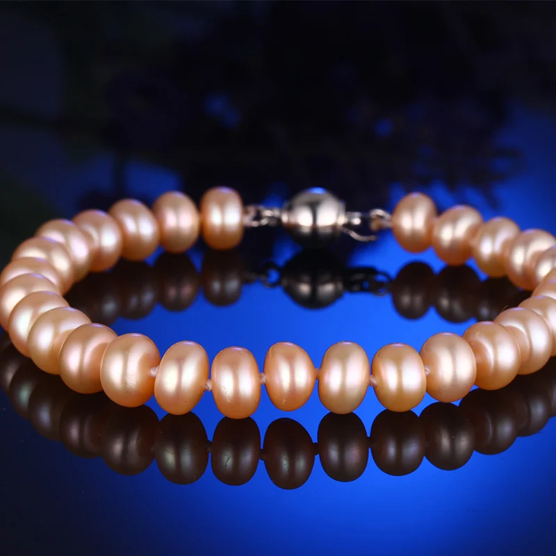 HENGSHENG 2019 Pearl Jewelry Bracelets Natural Pearl Bracelets Fine Jewlery 8-9mm Black Freshwater Pearl Gift for Women
