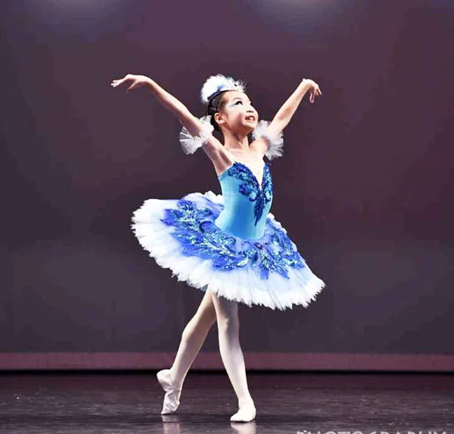 Girl Blue Bird Ballet Tutu Dresses Strap Ballet Leotards For Women Ballet Infantil Menina Pancake Tutu Ballerina