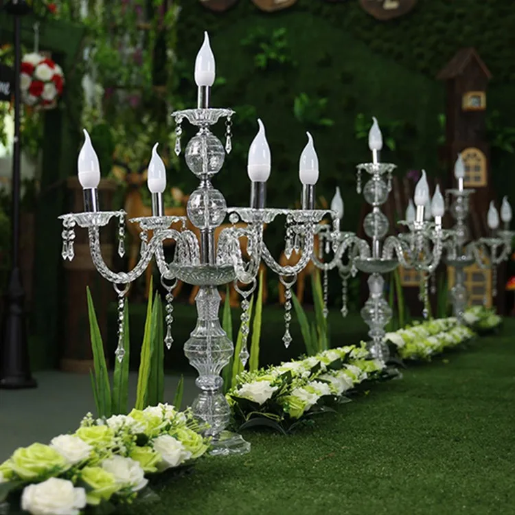 

55CM to 150cm Tall Upscal Table Centerpiece Acrylic Crystal Wedding Candelabras Candle Holder Wedding Aisle Road Leads Props