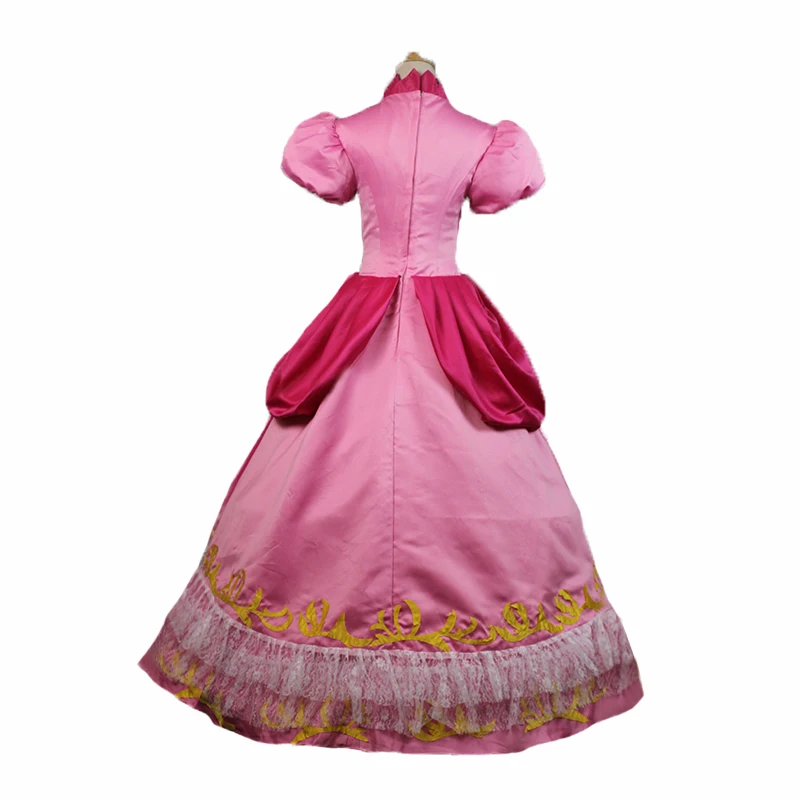 Super Princess Peach Daisy Sister Dress Cosplay Costume Halloween Costume Dress pink and yellow can choose Custom Made