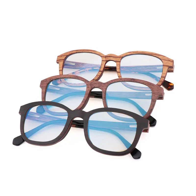 BerWer Blue Light Glasses Anti Blue Rays Wood Glasses Women Computer Goggles Men Flat Mirror Eyeglasses