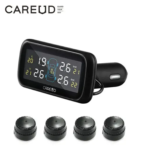 TPMS 타이어 압력 모니터링 시스템 진단 도구, 타이어 압력 경보, 담배 라이터 온도, DIY PSI 바, CAREUD 903