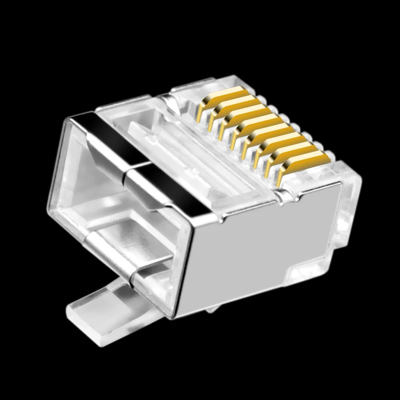 cncob Cat5E FTP flat cable, network connector 8P8C rj45 Ethernet RJ-45 short crystal head, nickel-plated copper shell 50pcs