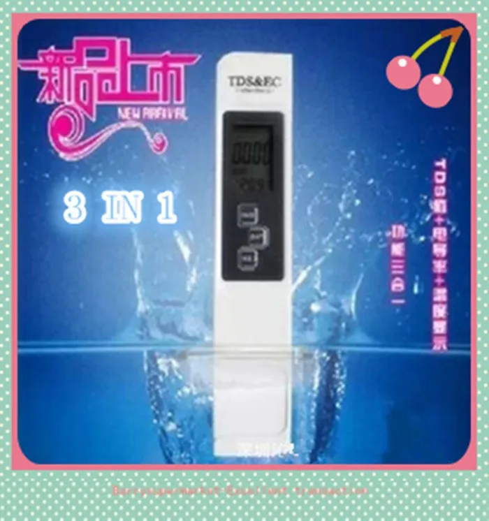 TDS EC Meter Temperature Tester pen 3 In1 Function Conductivity Water Quality Measurement Tool TDS&EC Tester 0-9990ppm