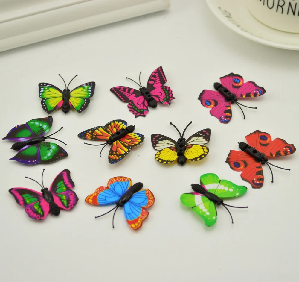 40pcs 3D PVC 4CM Simulation Butterfly Wall Wedding Valentine Home Decora Diy Stickers Art Decals TV Fridge Kids Toys Multicolor