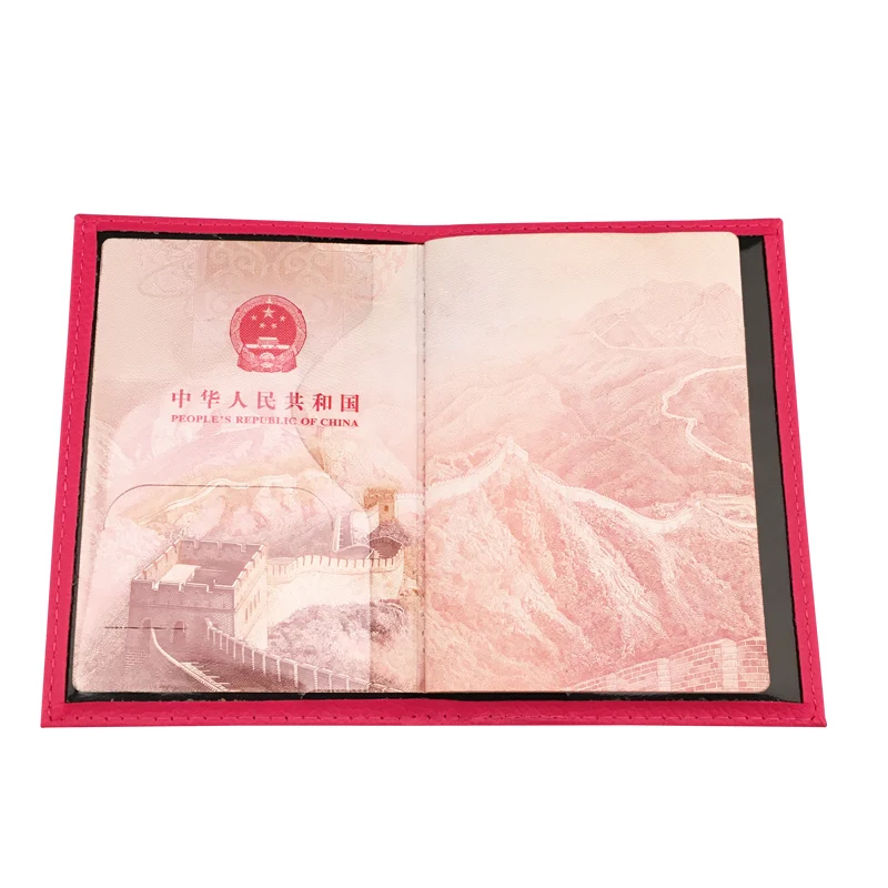 Zongshu newest Ukrainian passport holder case international standard size Pink Blue PU leather passport cover