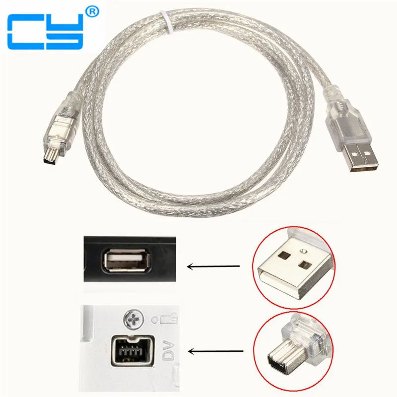 

10pcs USB Male to Firewire IEEE 1394 4 Pin Male iLink Adapter Cord firewire 1394 Cable for SONY DCR-TRV75E DV camera cable 120cm