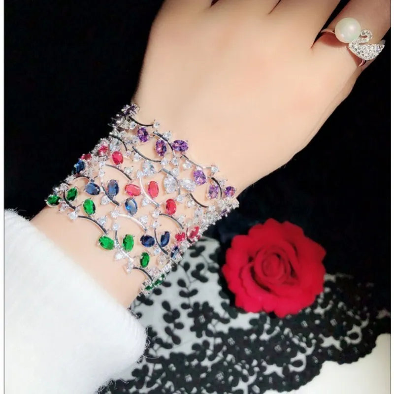 

Sterling Silver Bracelets For Women Shine Cubic Zirconia Bangle Fine Jewelry Luxury Party Accessories Bijoux