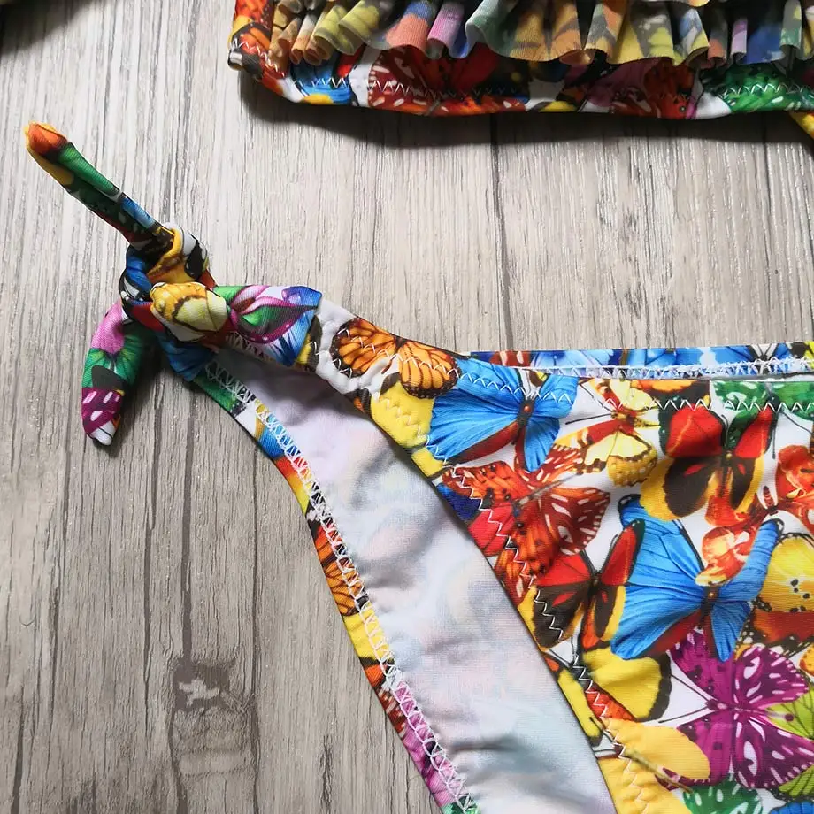 7-14 Year Girl Swimsuit Kids Print Teenager Girl Bikini Set Ruffle Two Piece Children Swimwear for Girls Bathing Suit Swim Wear