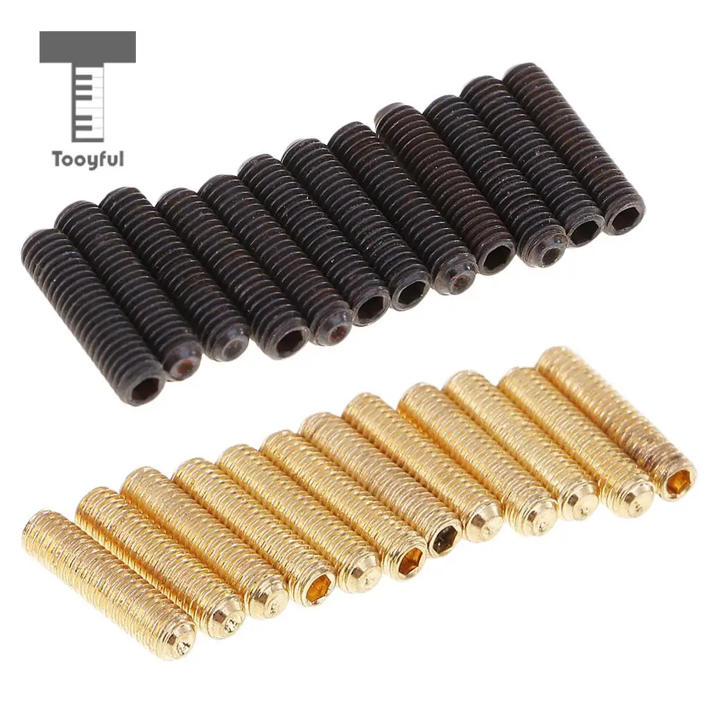 Tooyful 12Pcs Electric Bass Guitar Saddle Tremolo Bridge Hex Screw Black/Golden M3*10/M3/12