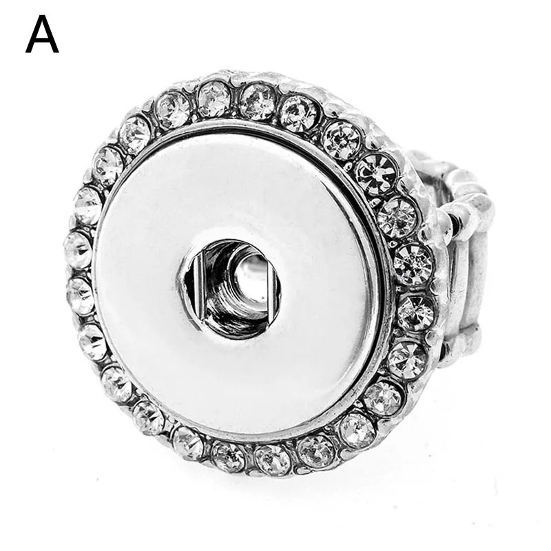 Hot sale high quality 014 flower DIY metal Adjustable ring fit ginger 18mm snap button rings jewelry charm rings for women