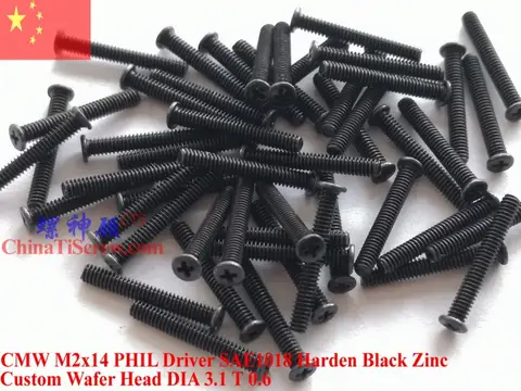 Black Zinc M2 screw M2x3 M2x4 M2x5 M2x6 M2x8 M2x10 M2x12 M2x14 Wafer Head Phillips driver ROHS 100 pcs QCTI Screw
