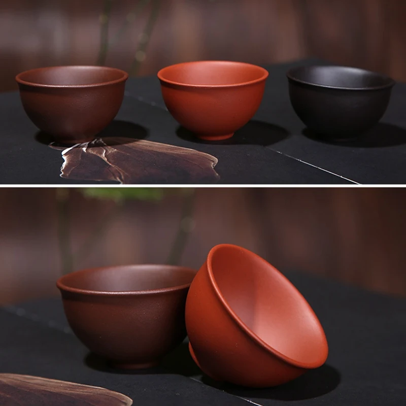 

4 pcs/lot Chinese China Kung fu Tea Cup (30,55,75ml) three Different Colors of YiXing Purple Clay Teacup set cup for of tea