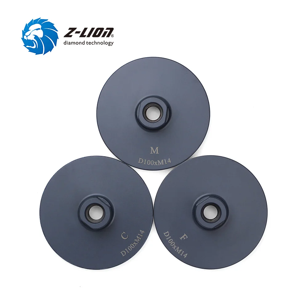 Z-LION 3pcs Diamond Grinding Disc Cup Wheel M14 Thread 4 Inch Resin Filled Metal Bond Sanding Disc Lower Noise with Great Finish