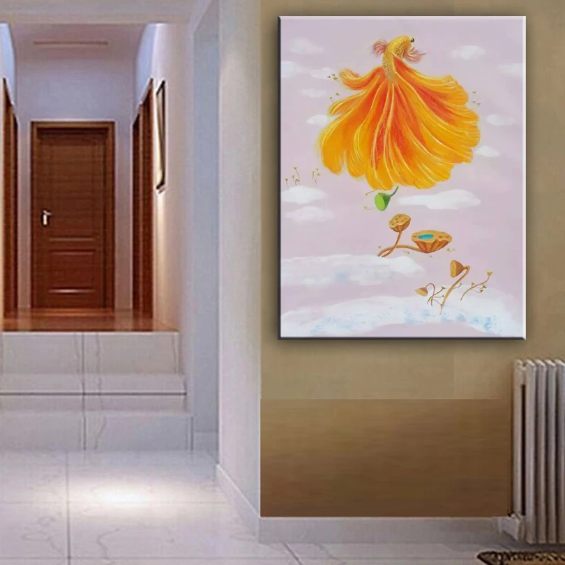 Original oil painting Dancing goldfish painter original paintings decoration painting Custom-made oil painting 16110710