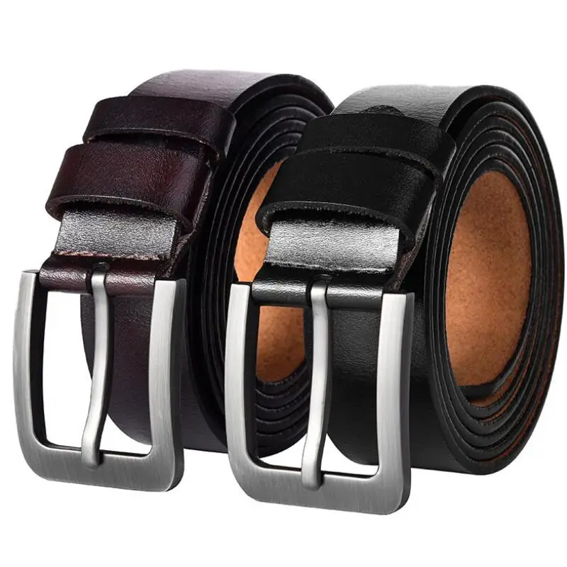 

cow genuine leather luxury strap male belts for men new fashion classice vintage pin buckle men belt High Quality longer 150cm